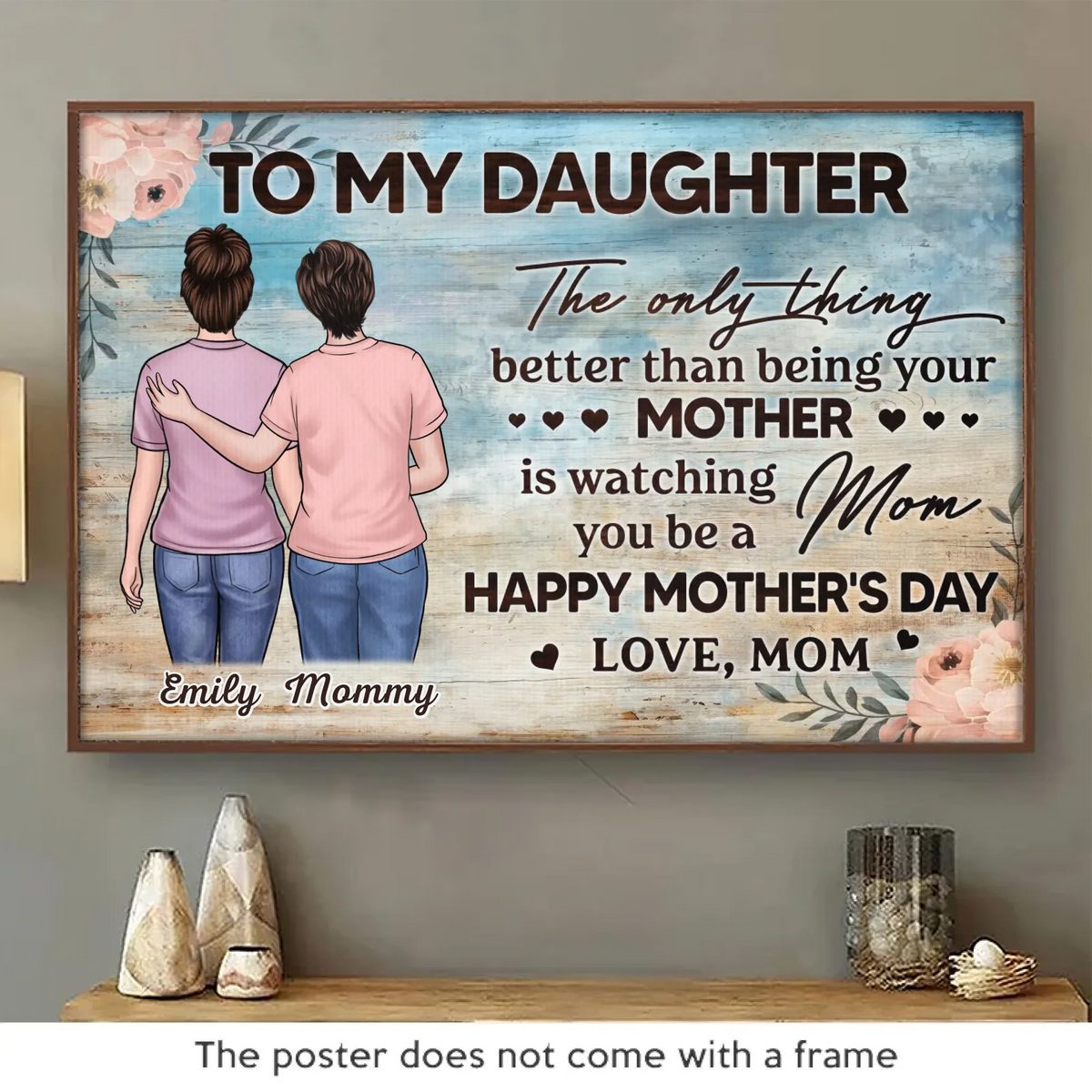Te voir devenir maman, mon moment de plus grande fierté - Affiche horizontale personnalisée pour la famille - Fête des mères, cadeau pour maman, fille