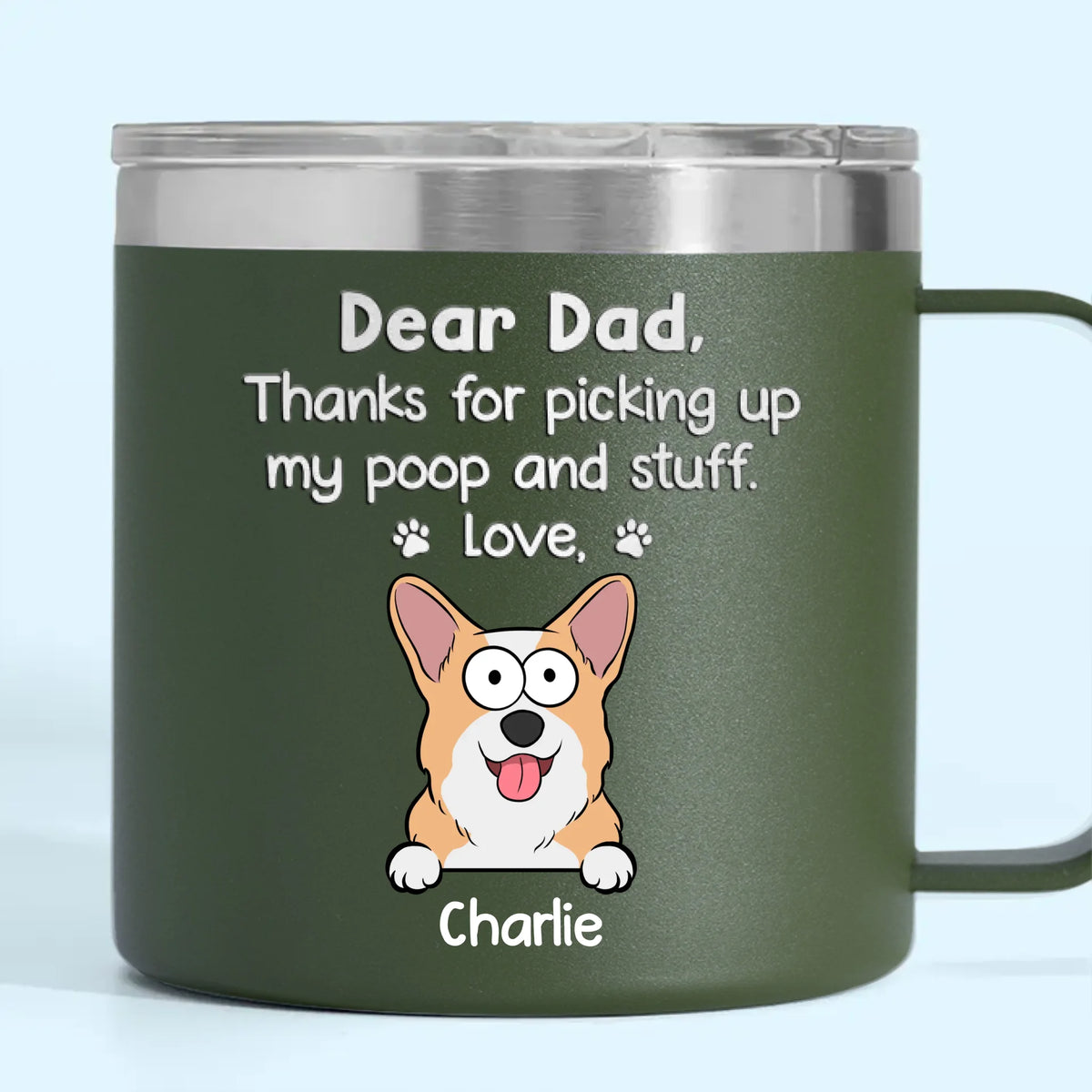 Tu es un super papa ! Gobelet personnalisé en acier inoxydable de 14 oz avec poignée pour chien et chat ! Cadeau idéal pour les propriétaires et les amoureux des animaux.