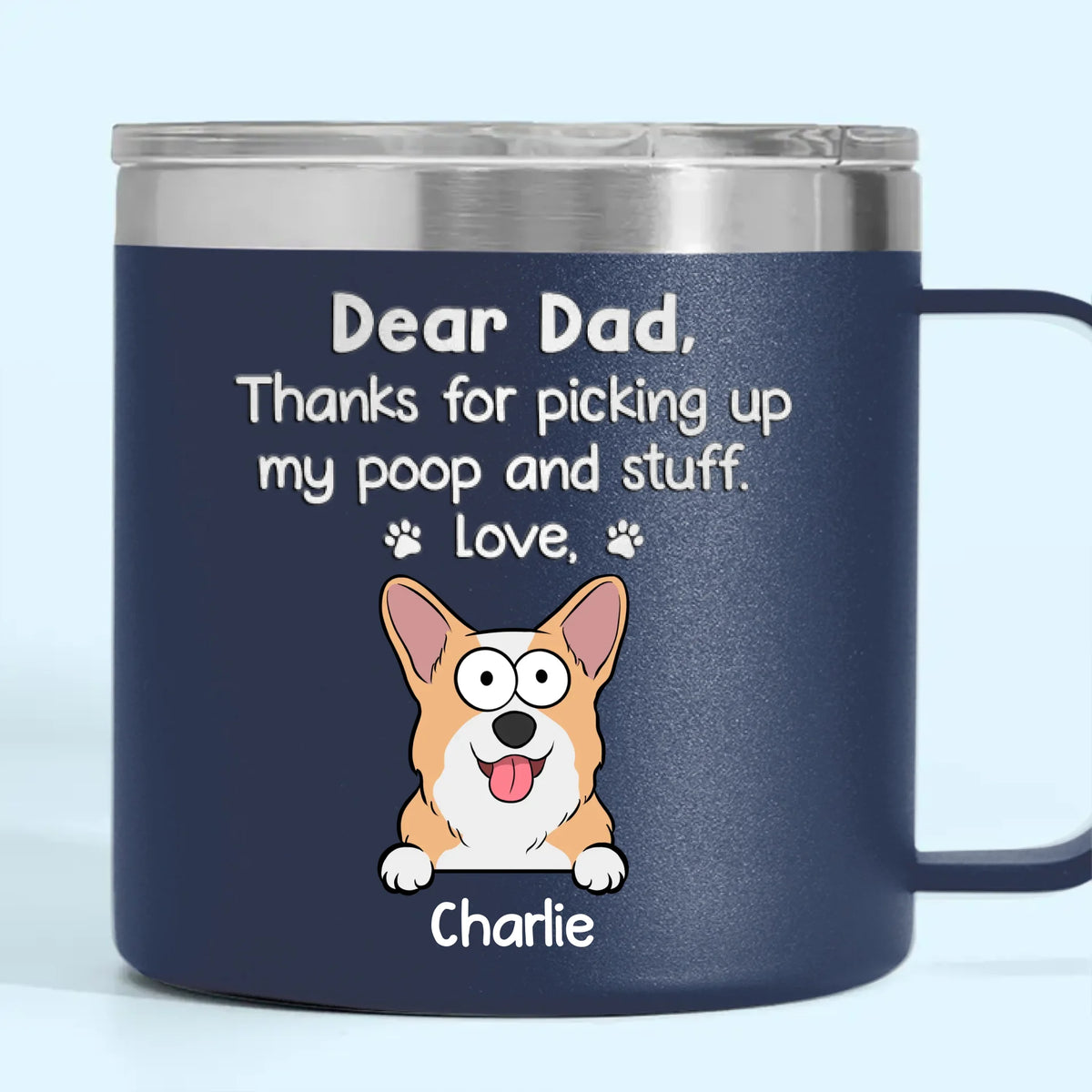 Tu es un super papa ! Gobelet personnalisé en acier inoxydable de 14 oz avec poignée pour chien et chat ! Cadeau idéal pour les propriétaires et les amoureux des animaux.