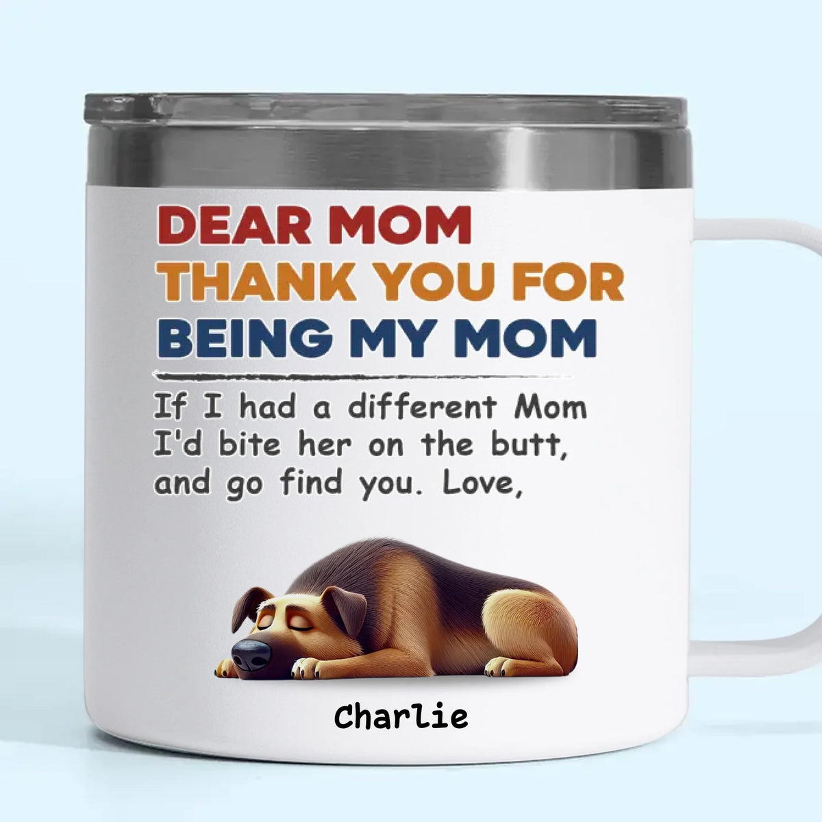 Les chiens rendent la vie meilleure – Gobelet personnalisé en acier inoxydable de 14 oz avec poignée – Cadeau pour les propriétaires et les amoureux des animaux