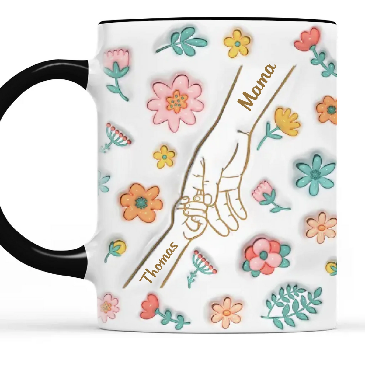 Toujours ensemble, jamais séparés - Tasse personnalisée en 3D avec effet gonflé - Cadeau pour la fête des mères, pour maman ou grand-mère