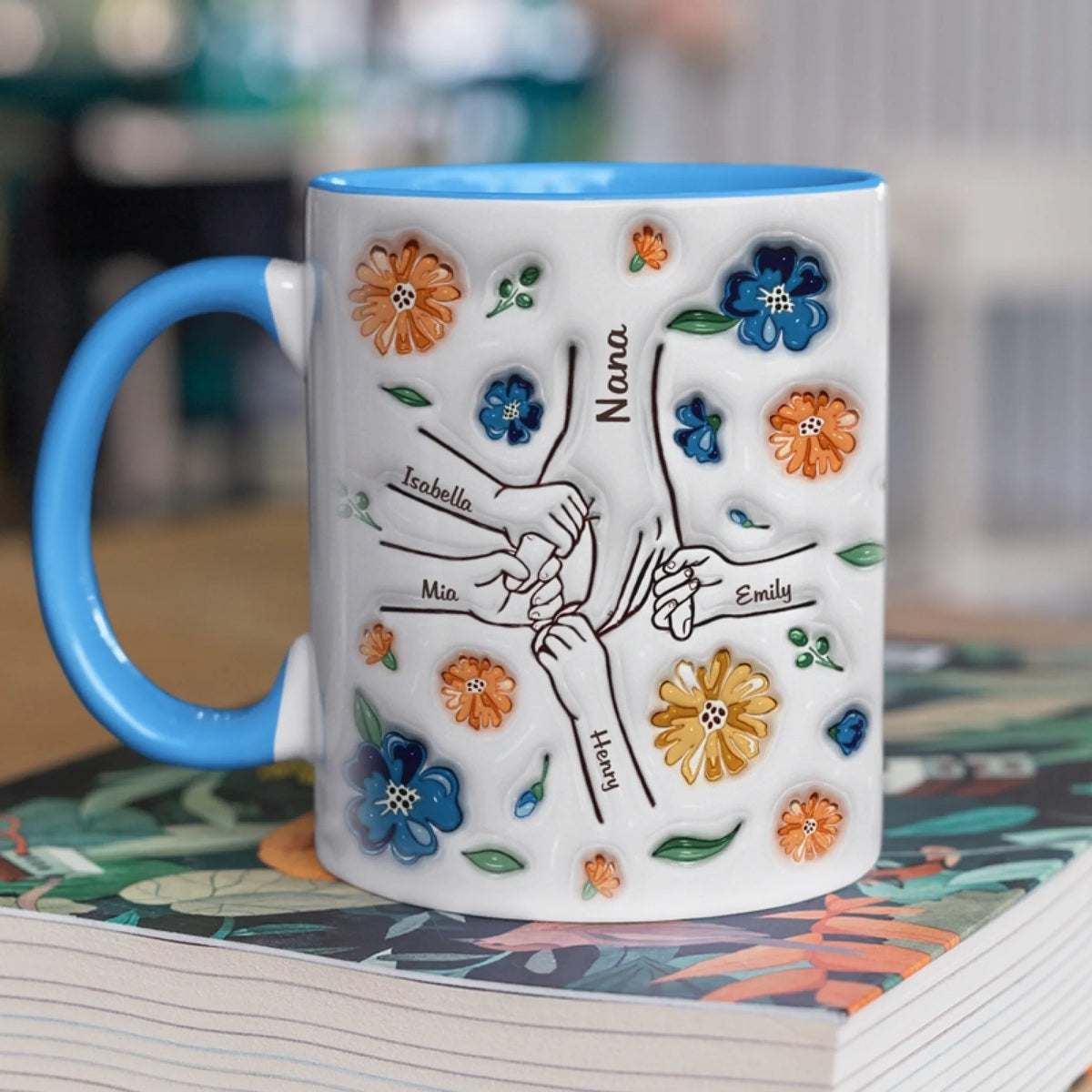 Je me sens en sécurité en te tenant la main - Mug personnalisé avec effet gonflé 3D imprimé - Fête des Mères, cadeau pour maman, grand-mère