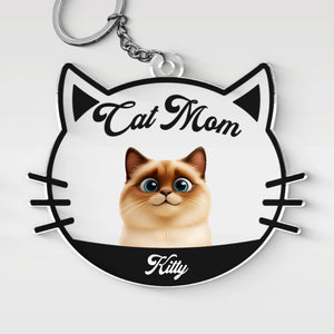 Vivre son rêve, la vie de maman chat ! Porte-clés personnalisé en acrylique en forme de chat ! Cadeau pour les propriétaires et les amoureux des animaux.