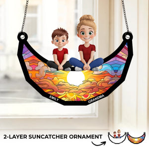 Le cœur de grand-mère contient tout l'amour - Ornement attrape-soleil personnalisé à suspendre à la fenêtre - Fête des Mères, cadeau pour maman, grand-mère