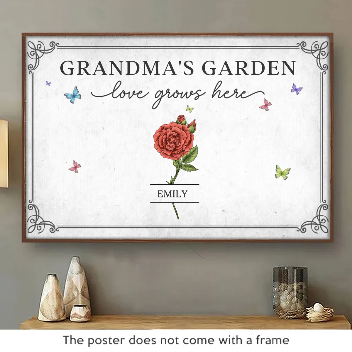 Arrosé de câlins et de soleil - Affiche horizontale personnalisée pour la famille - Cadeau pour maman, grand-mère