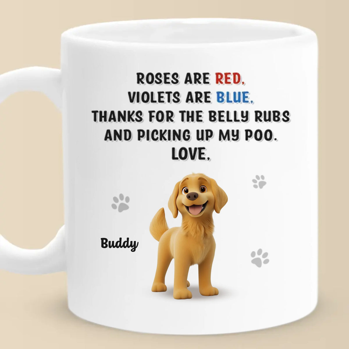 La vie est meilleure avec des pattes boueuses - Mug personnalisé pour chien - Cadeau pour propriétaires et amoureux des animaux