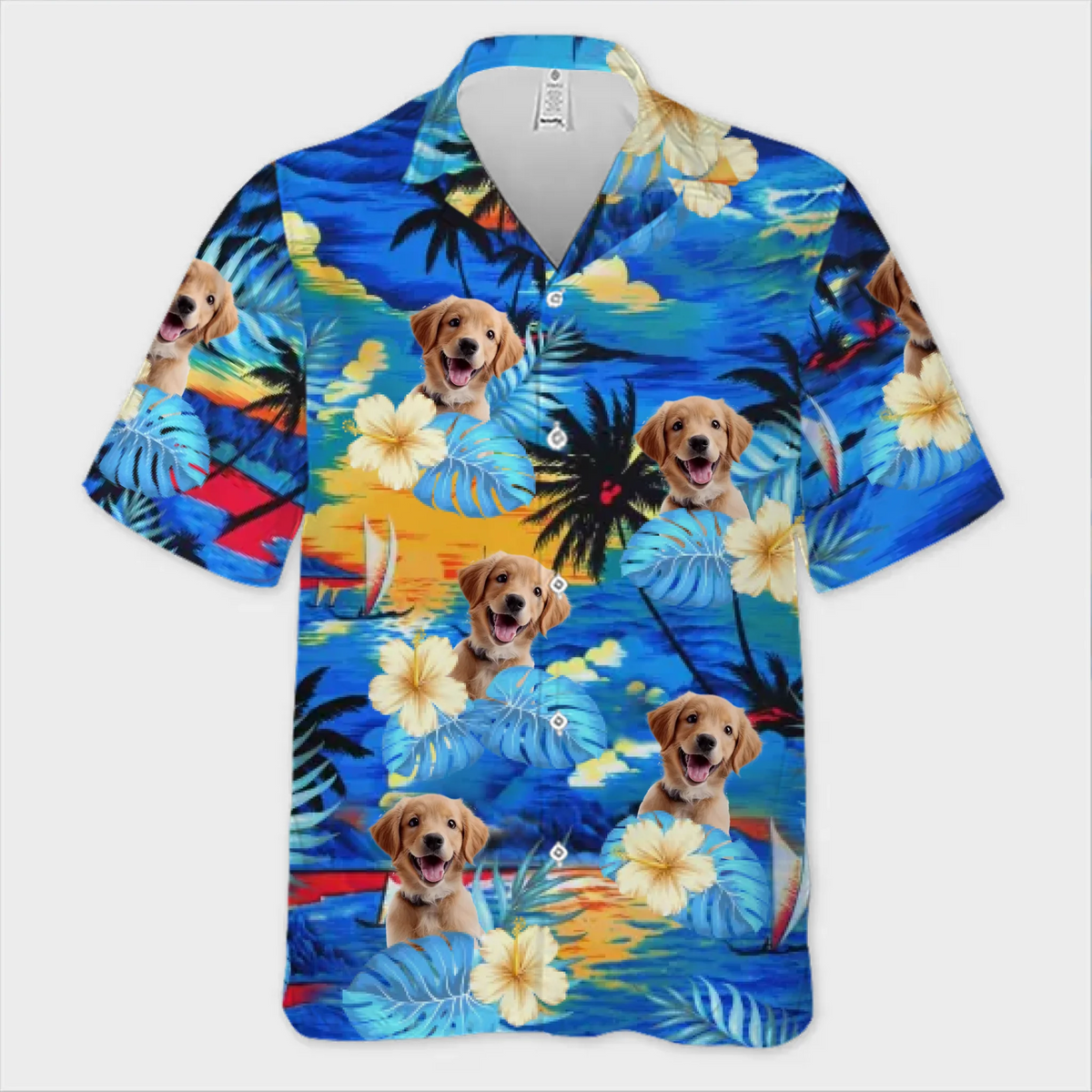 Chemise hawaïenne personnalisée avec photo en vraie fourrure, je suis en vacances ! Chemise hawaïenne tropicale unisexe personnalisée pour chien et chat ! Cadeau de vacances d'été, cadeau pour propriétaires d'animaux et amoureux des animaux.