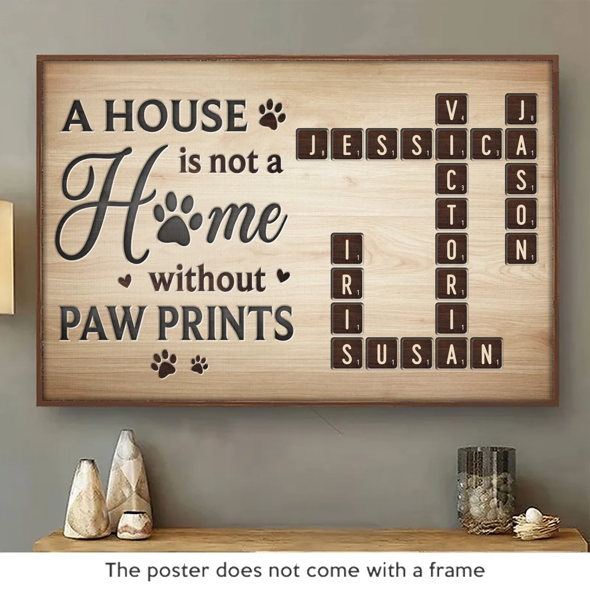 Là où les pattes errent, l'amour est toujours à la maison - Affiche horizontale personnalisée commémorative - Cadeau de condoléances pour les propriétaires d'animaux et les amoureux des animaux