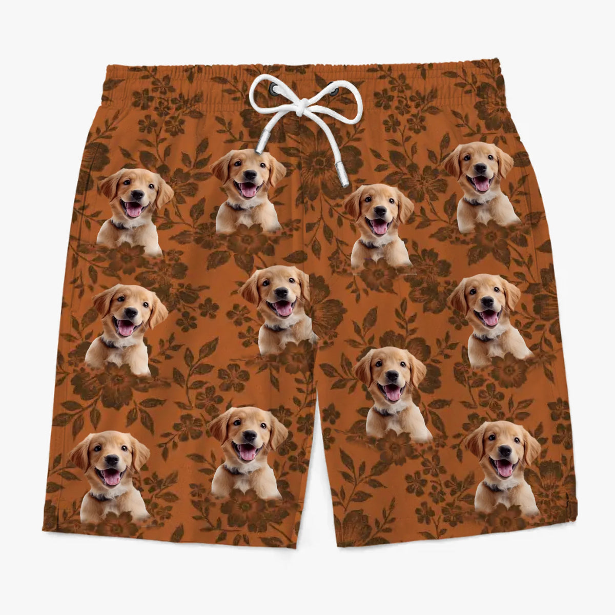 Short de plage hawaïen personnalisé avec photo « Pattes de sable et journées Aloha » pour chien et chat – Cadeau idéal pour les vacances d'été.