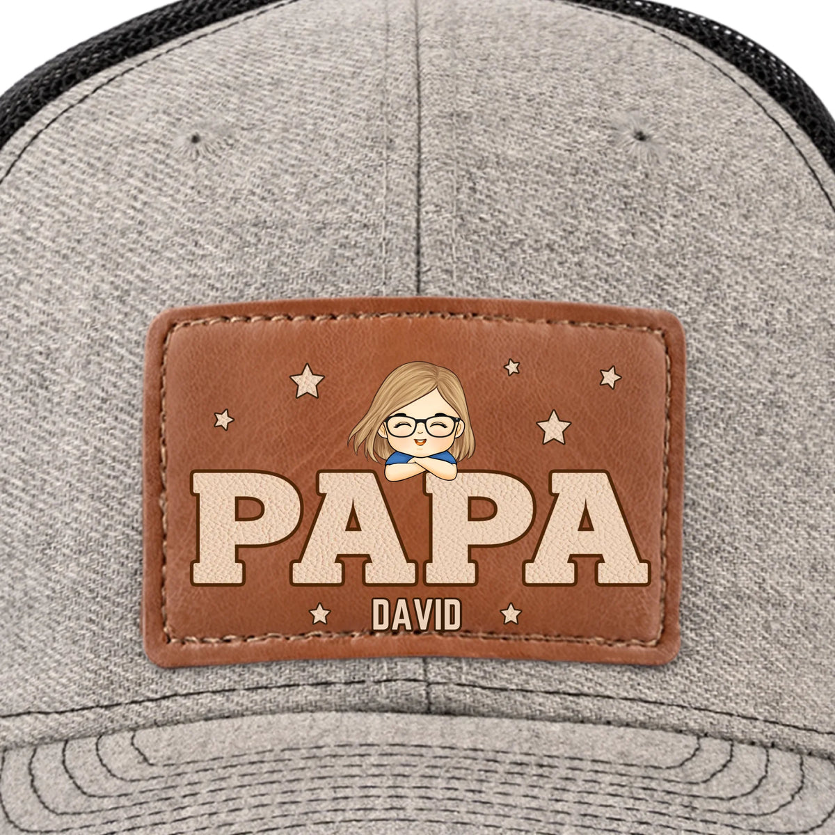 Papa, aimé de sa petite équipe - Chapeau personnalisé en cuir avec patch - Fête des pères, cadeau pour papa, grand-père