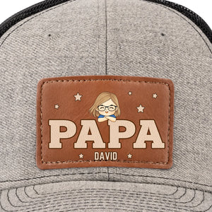 Papa, aimé de sa petite équipe - Chapeau personnalisé en cuir avec patch - Fête des pères, cadeau pour papa, grand-père