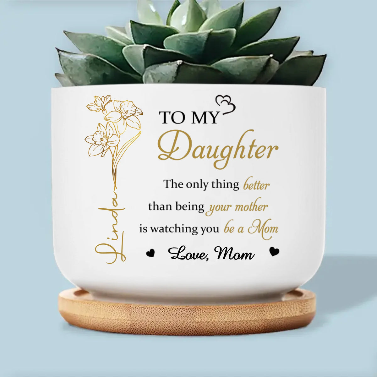 De mon cœur au vôtre - Pot de fleurs en céramique personnalisé pour la décoration intérieure de la famille - Cadeau de fête des mères, de pendaison de crémaillère pour maman et fille