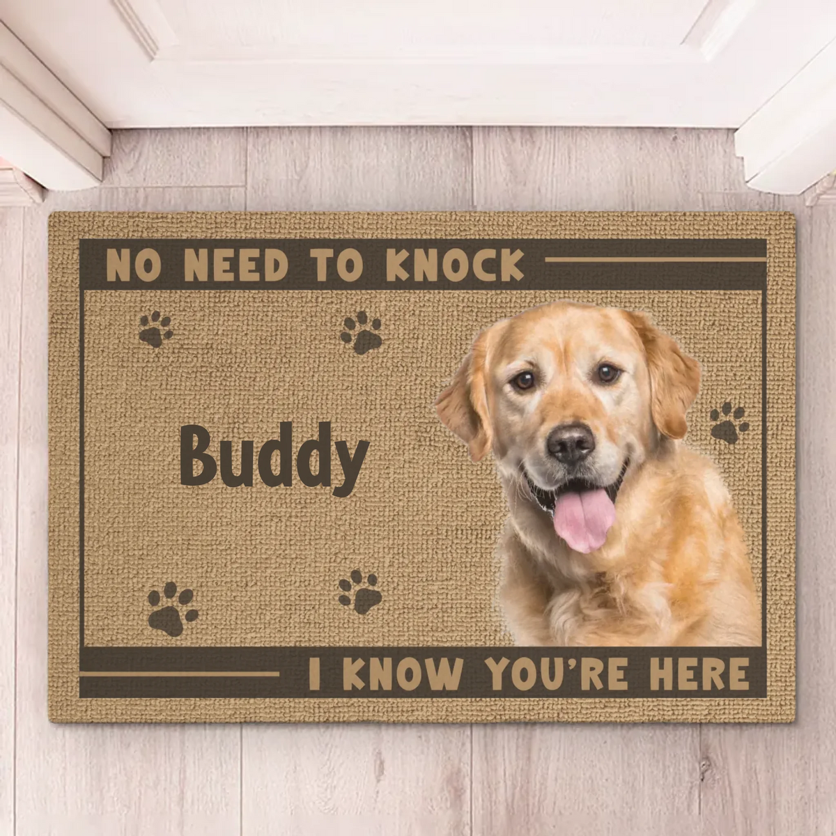 Tapis décoratif personnalisé avec photo - Cadeaux d'anniversaire personnalisés pour les amoureux des chiens et des chats, les papas et les mamans de chiens, les propriétaires de chats - Essuyez vos pattes, Hooman