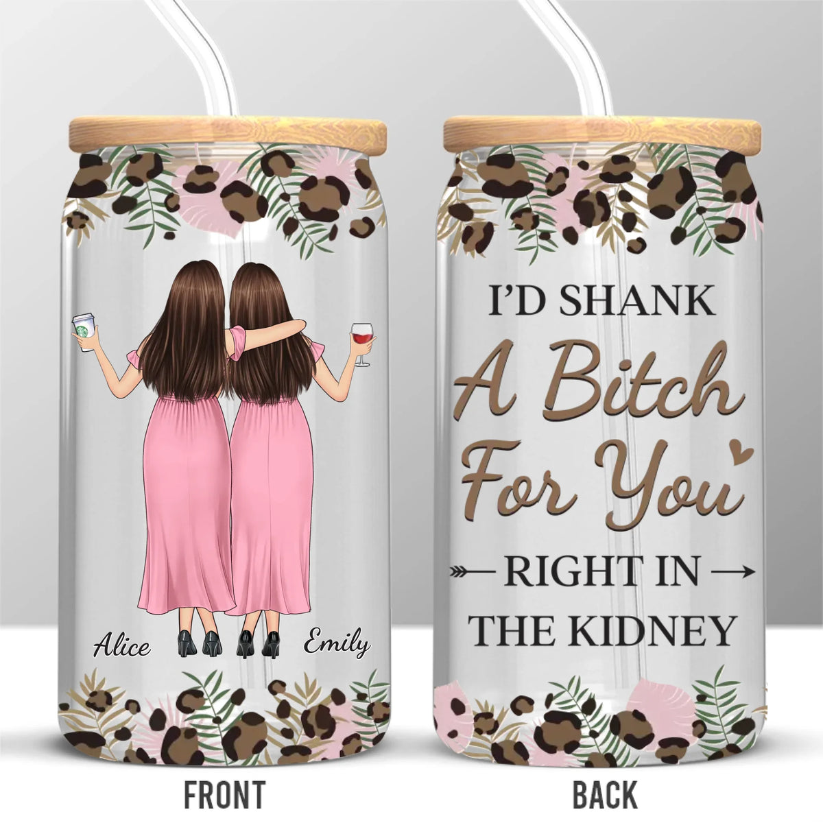Les vrais amis sont toujours ensemble en esprit - Tasse en verre personnalisée Bestie, tasse à café glacé - Cadeau pour meilleures amies, BFF, sœurs