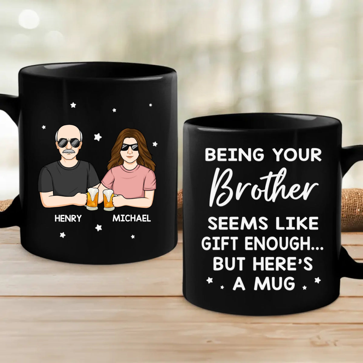 Il n'y a pas de meilleur ami qu'un frère - Tasse noire personnalisée pour la famille - Cadeau pour les membres de la famille