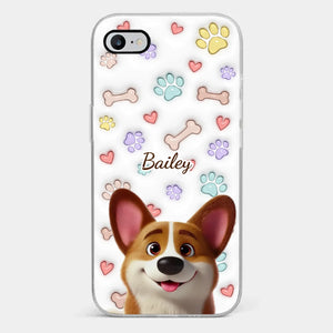 Coque de téléphone transparente personnalisée avec motif « Quatre pattes, un cœur » et effet gonflable en 3D pour chien – Cadeau pour les propriétaires et les amoureux des animaux