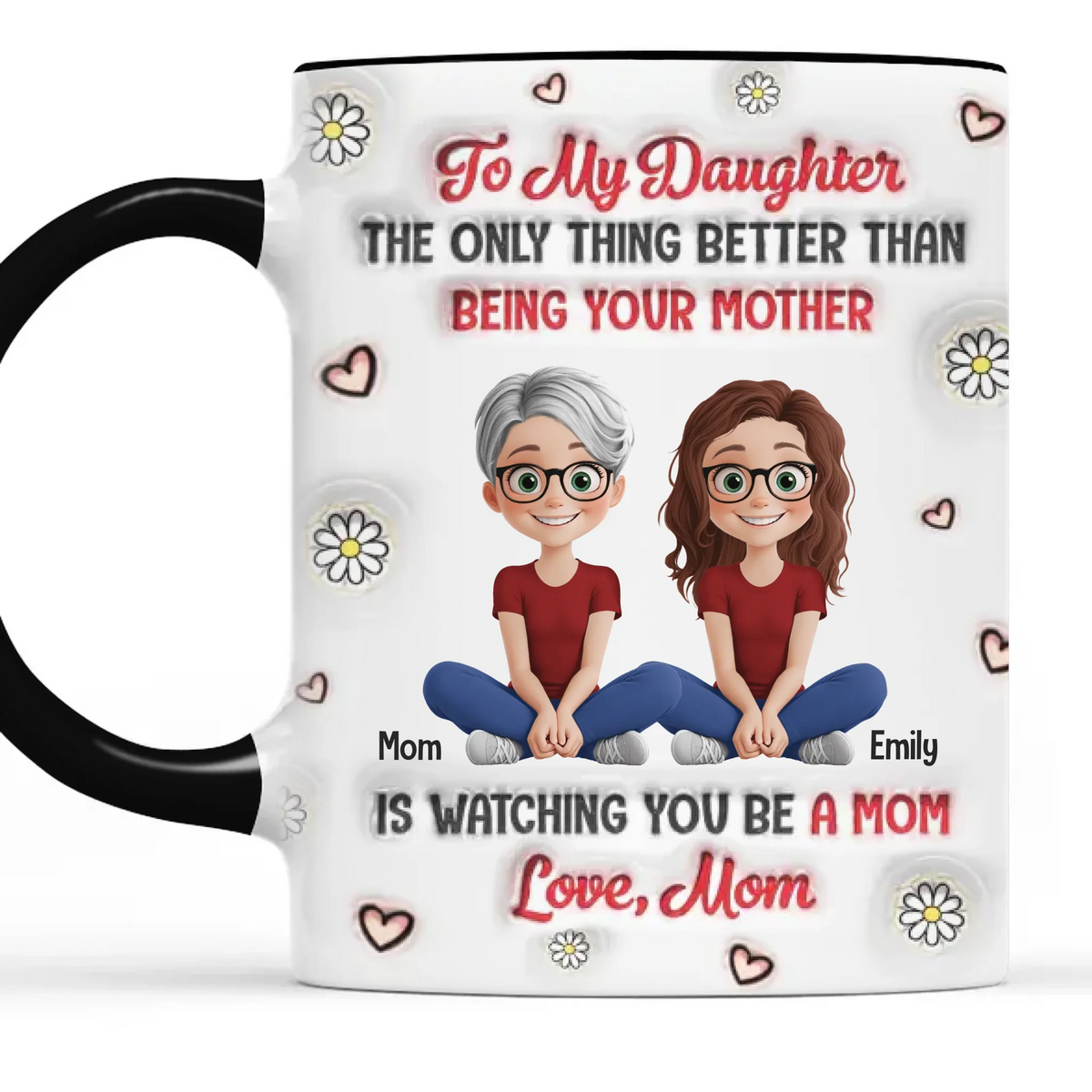 Les joies de la maternité - Mug personnalisé avec effet gonflable 3D imprimé - Fête des Mères, cadeau pour maman, fille