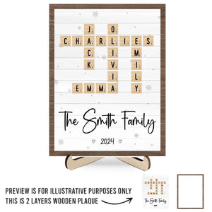 La chaleur des réunions de famille - Plaque en bois personnalisée à 2 couches avec support - Cadeau de Noël pour les membres de la famille