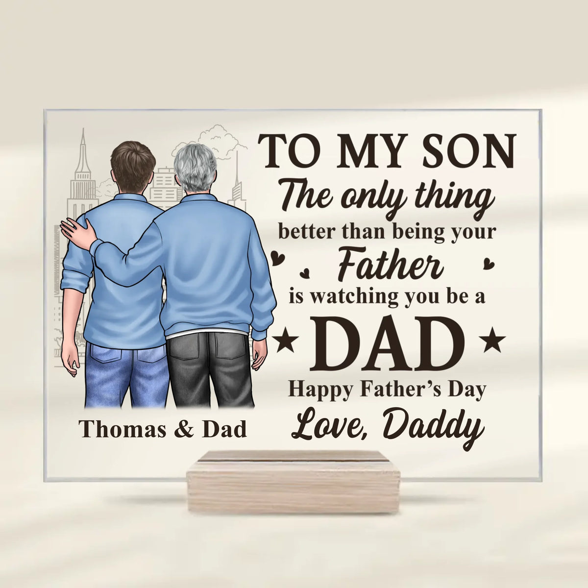 Célébrer l'homme que vous êtes devenu - Plaque rectangulaire personnalisée en acrylique pour la famille - Fête des pères, fête des mères, cadeau pour fils