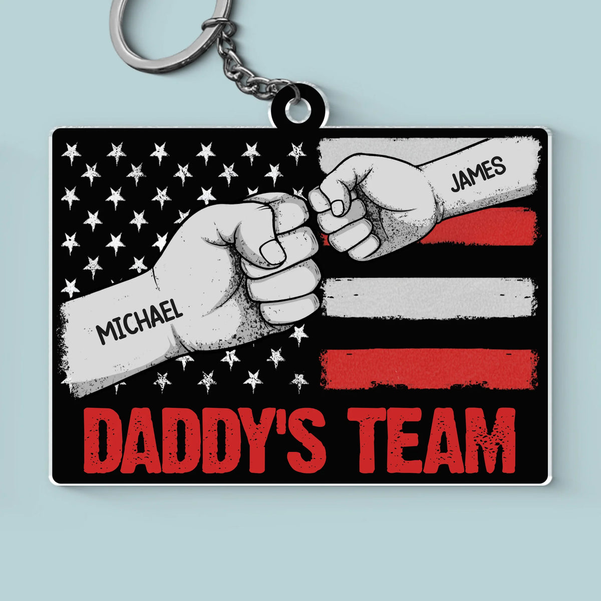 Mains robustes, cœur tendre – Porte-clés personnalisé en acrylique de forme personnalisée pour la famille – Cadeau pour la fête des pères, papa, grand-père