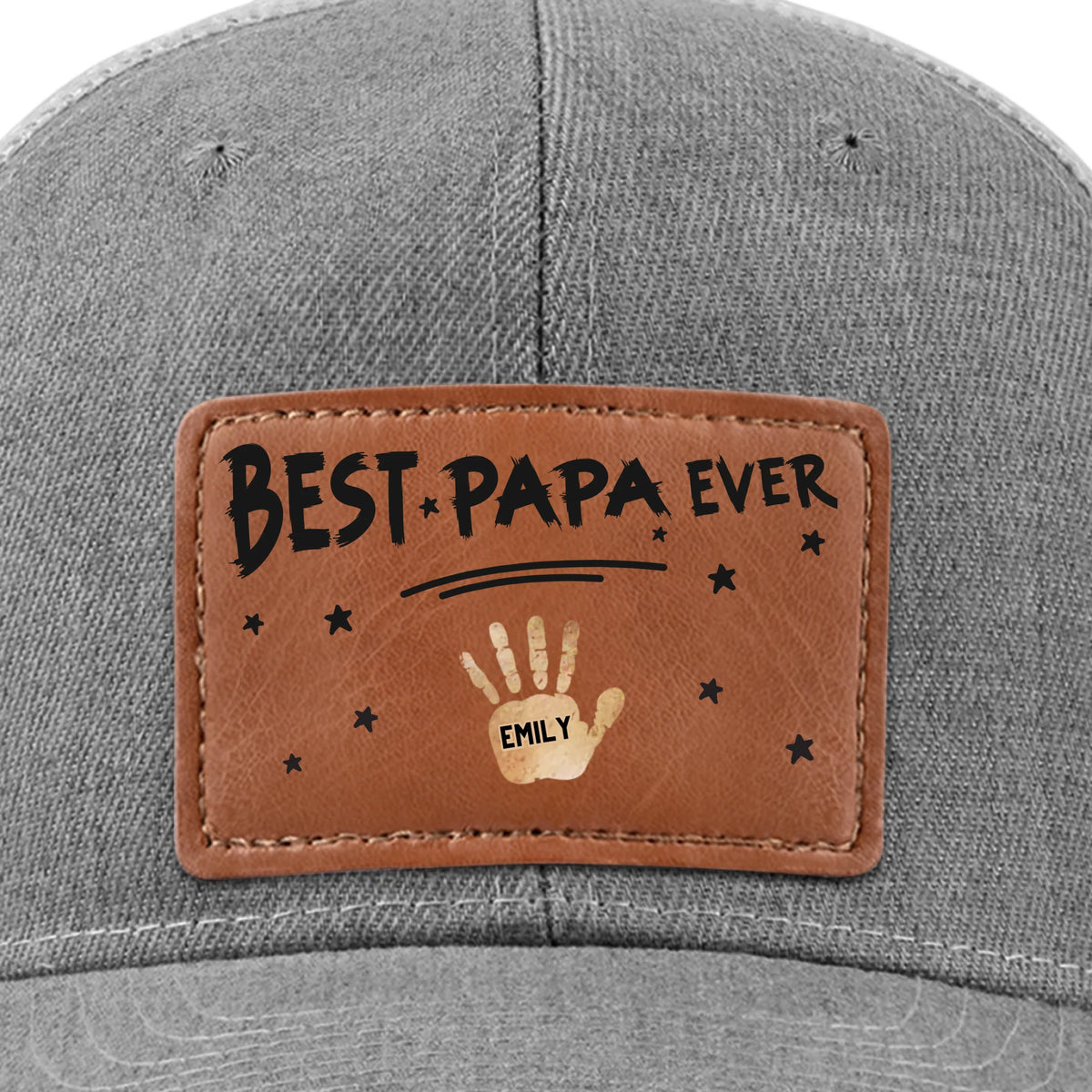 Meilleur papa de tous les temps, estampillé avec amour - Chapeau personnalisé en cuir avec patch - Fête des pères, cadeau pour papa, grand-père