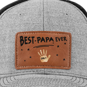 Meilleur papa de tous les temps, estampillé avec amour - Chapeau personnalisé en cuir avec patch - Fête des pères, cadeau pour papa, grand-père