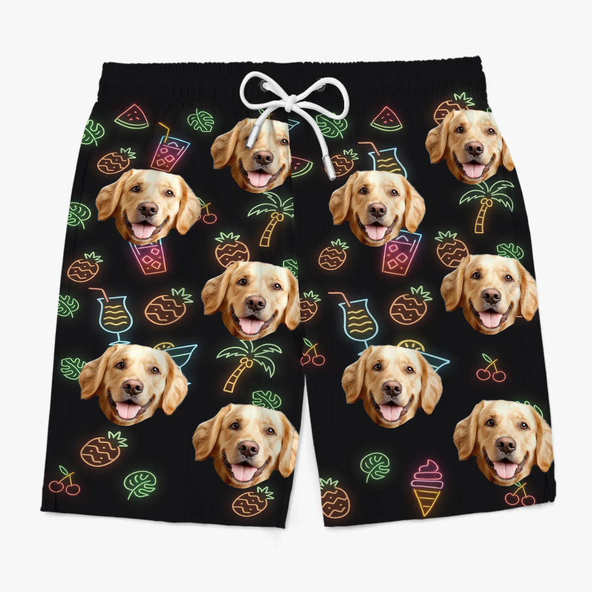 Short de plage hawaïen personnalisé avec photo tropicale pour homme - Cadeau idéal pour les vacances d'été, les familles, les propriétaires d'animaux et les amoureux des animaux.