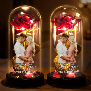 Custom Photo Light Up Eternal Rose In Glass Dome -  Personalized Anniversary Wedding Gifts For Husband And Wife, Him And Her - You Light Up My World