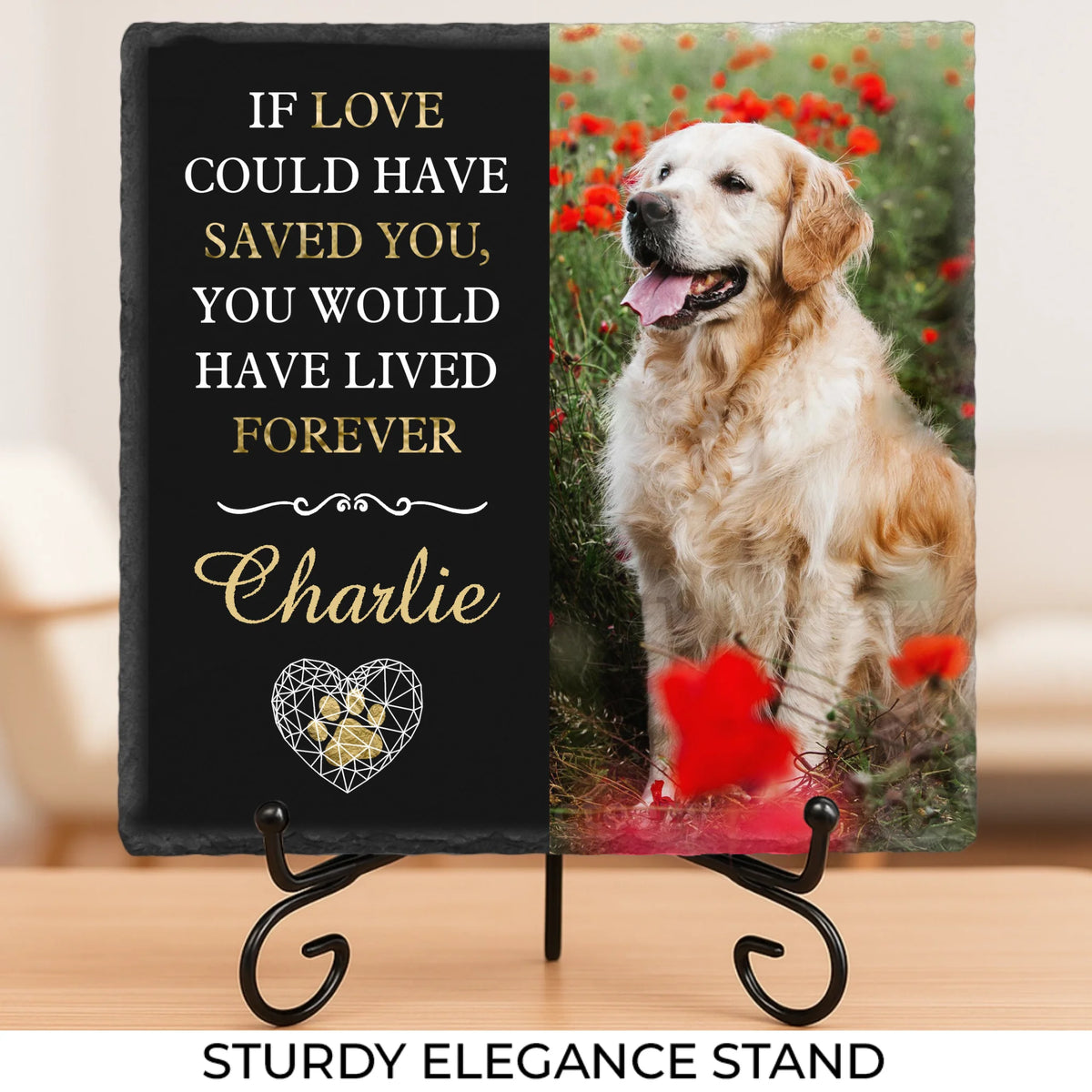 Photo personnalisée Si l'amour avait pu vous sauver - Pierre commémorative personnalisée - Nouveauté, cadeau de condoléances pour les propriétaires d'animaux, amoureux des animaux AMZ