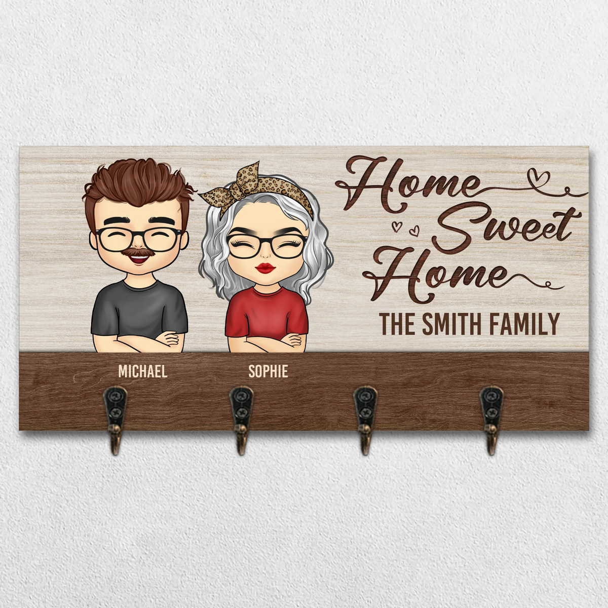 Porte-clés personnalisé - Cadeaux d'anniversaire personnalisés pour la famille, les papas et les mamans de chiens, les propriétaires de chats - Home Sweet Home