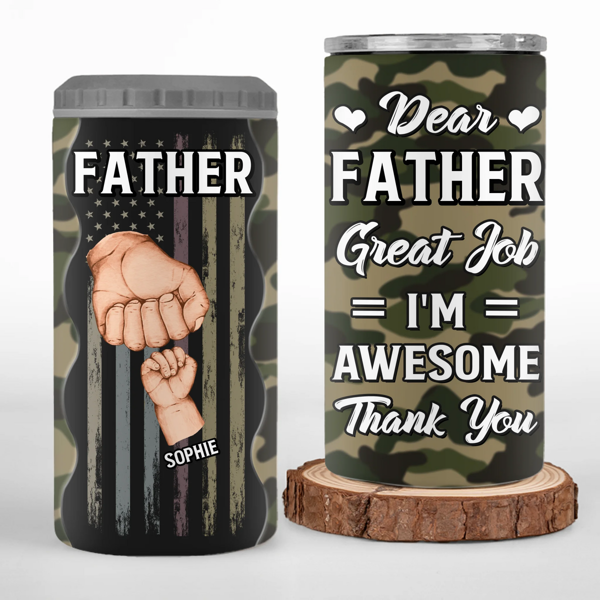 Cher papa, excellent travail - Gobelet isotherme personnalisé 4 en 1 - Cadeau de fête des pères, d'anniversaire pour papa, grand-père