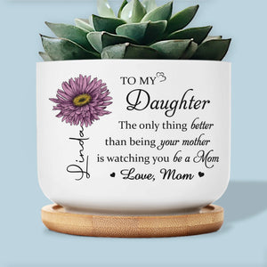L'amour grandit ici - Pot de fleurs en céramique personnalisé pour la maison - Cadeau de fête des mères, de pendaison de crémaillère pour maman et fille