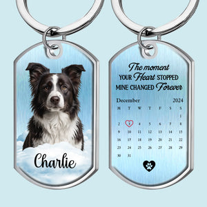 Photo personnalisée : vos empreintes de pattes sont gravées dans mon âme - Porte-clés personnalisé commémoratif - Cadeau de condoléances pour les propriétaires et les amoureux des animaux