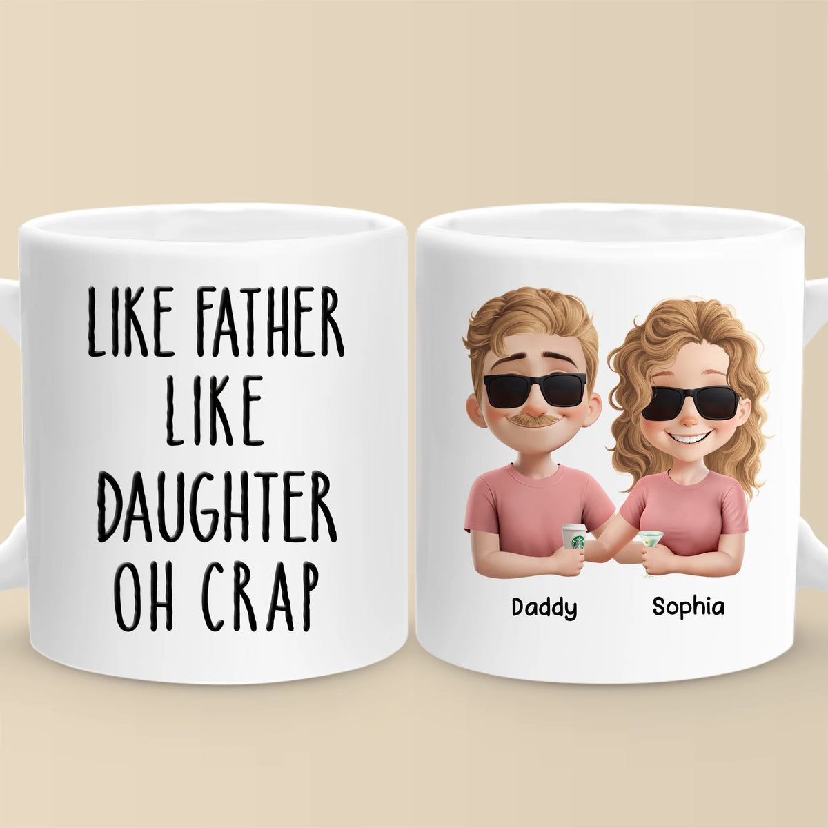 Tel père, telle fille - Tasse personnalisée familiale - Fête des pères, cadeau pour papa