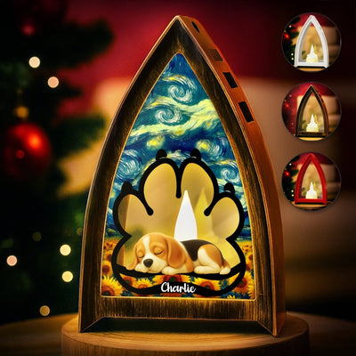 Custom Starry Night LED Tabletop Lantern Light - Personalized Pet Christmas Memorial Sympathy Gifts For Dogs - Forever My Flame