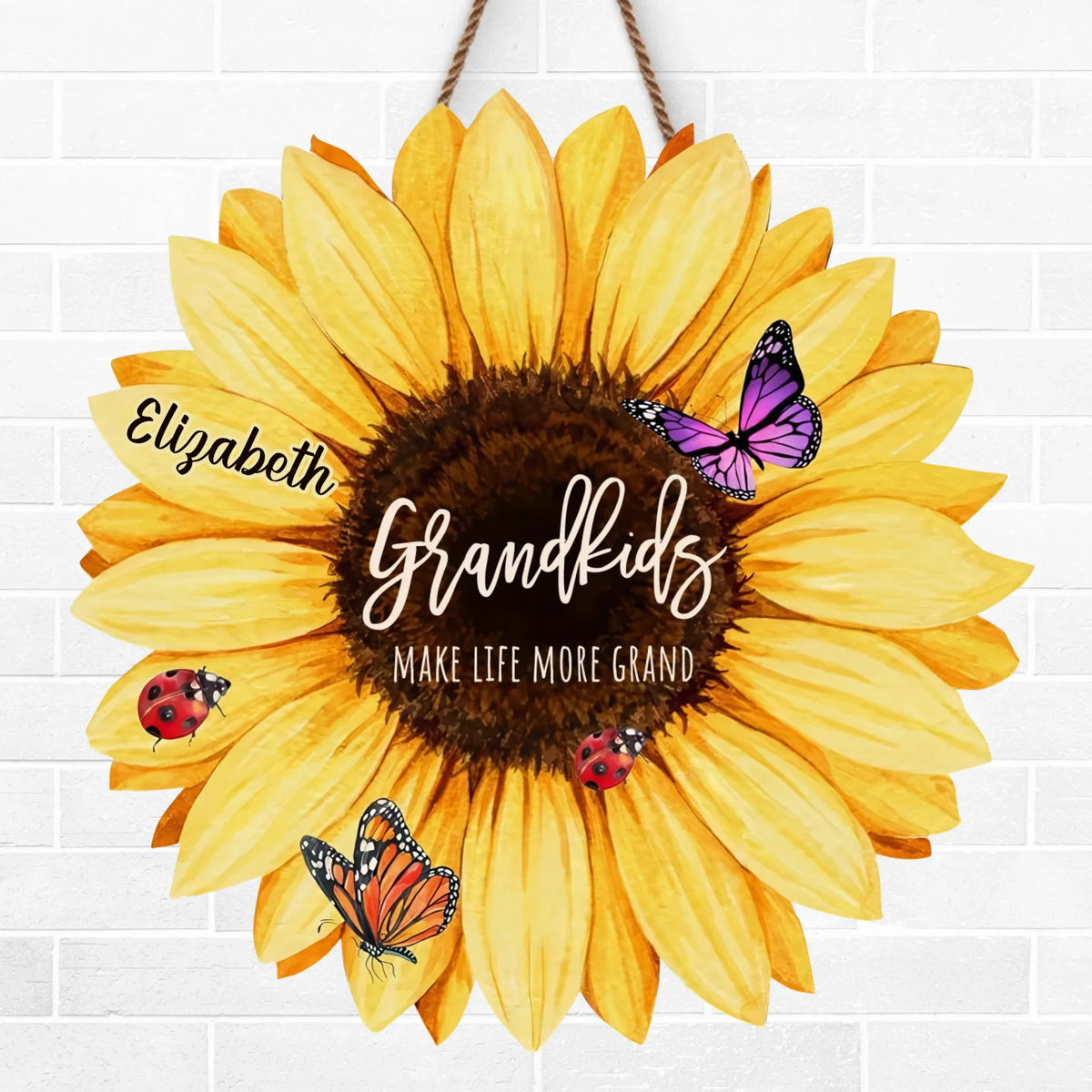 L'amour grandit avec les petits-enfants - Panneau en bois personnalisé pour la décoration intérieure - Cadeau de pendaison de crémaillère pour maman et grand-mère