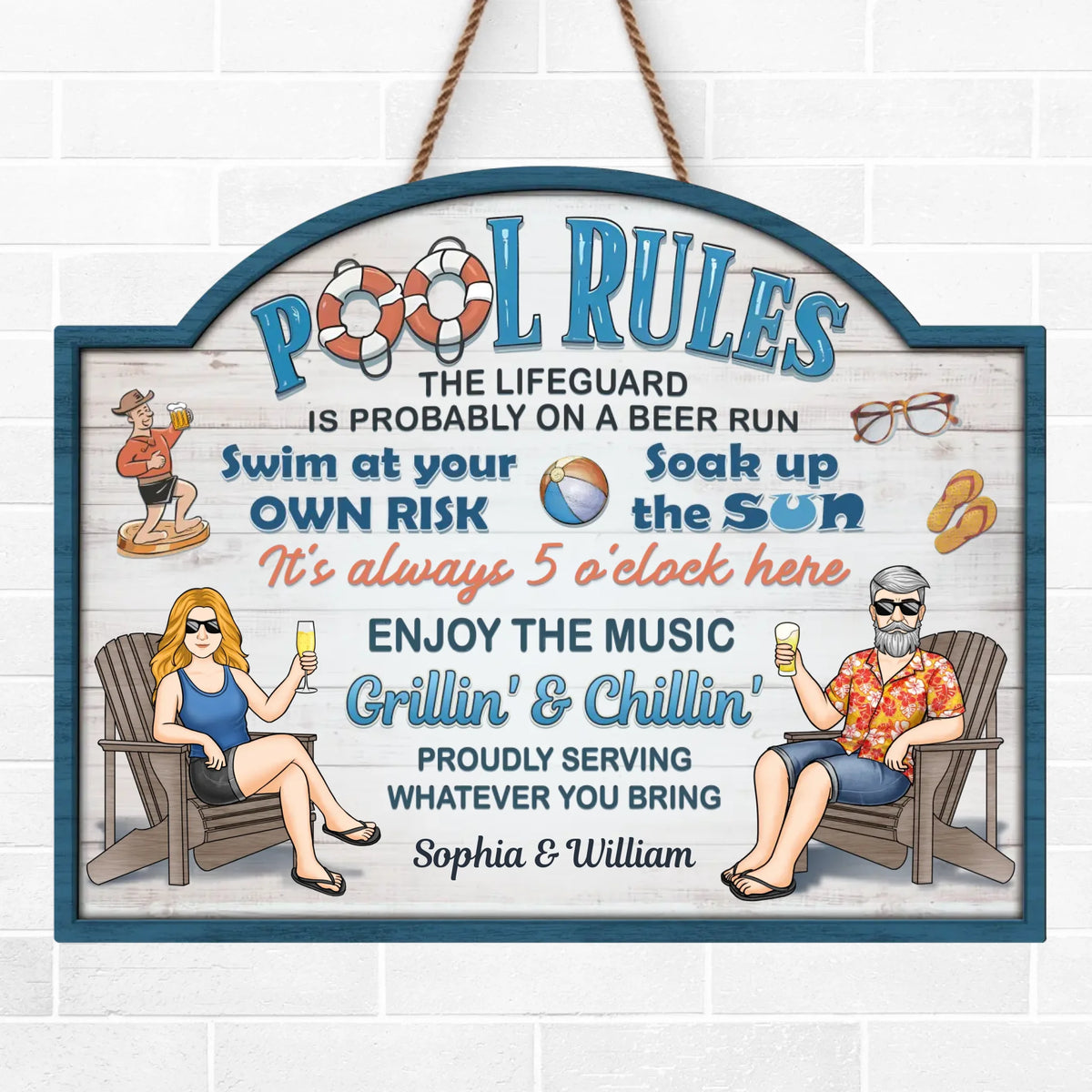Our Love Is As Deep As This Pool - Couple Personalized Custom Home Decor Wood Sign - Gift For Husband Wife, Anniversary