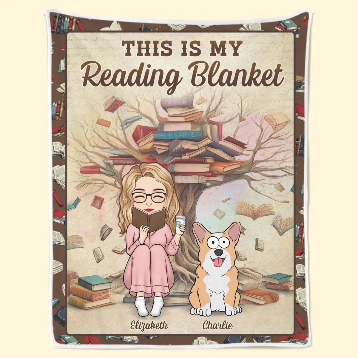 Entre les pages et les pattes, je trouve la paix - Couverture personnalisée pour chien et chat - Cadeau pour les amoureux des livres, les propriétaires d'animaux et les amoureux des animaux