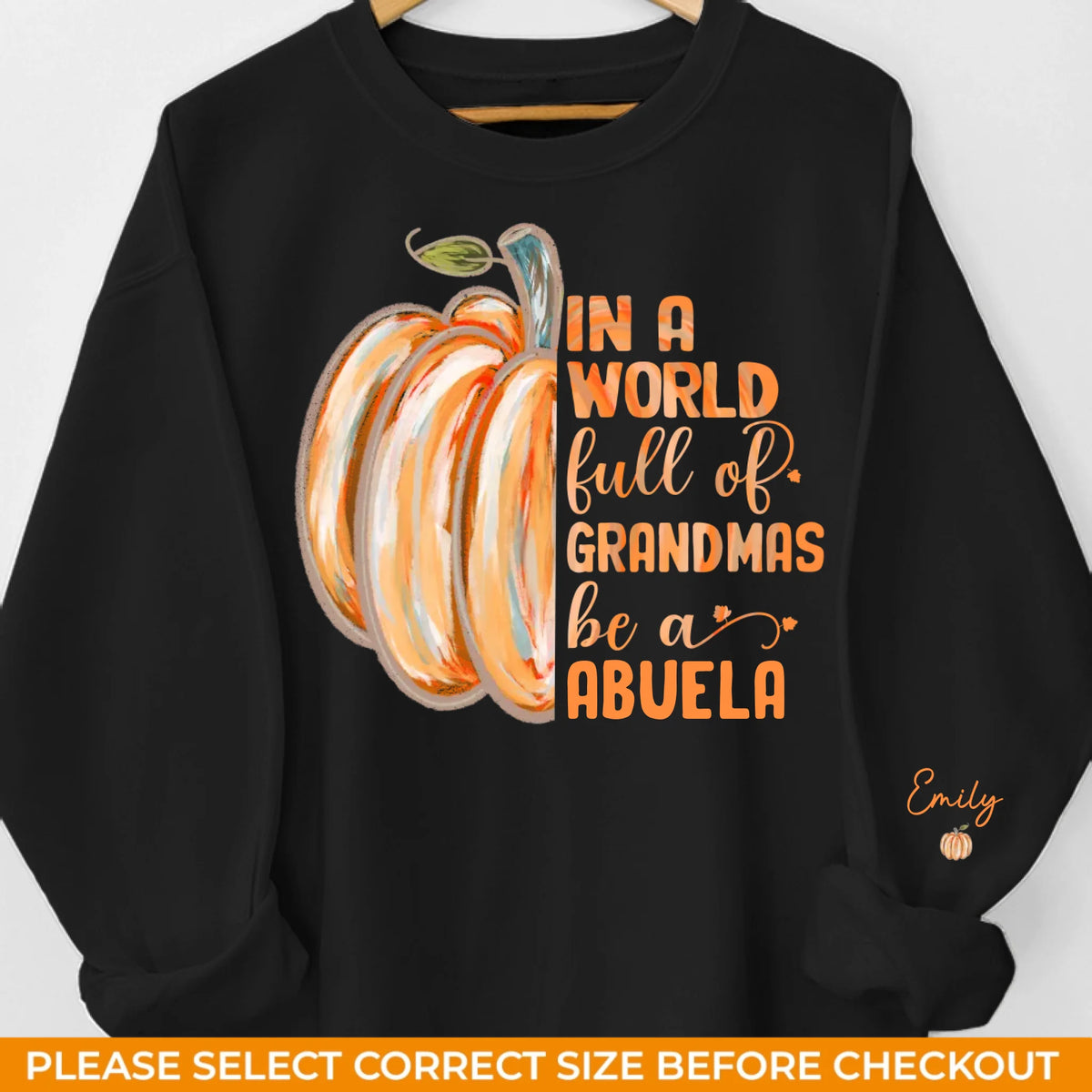 Tout comme les citrouilles, les grands-mères illuminent nos vies - Sweat-shirt unisexe personnalisé avec motif sur la manche - Cadeau pour grand-mère