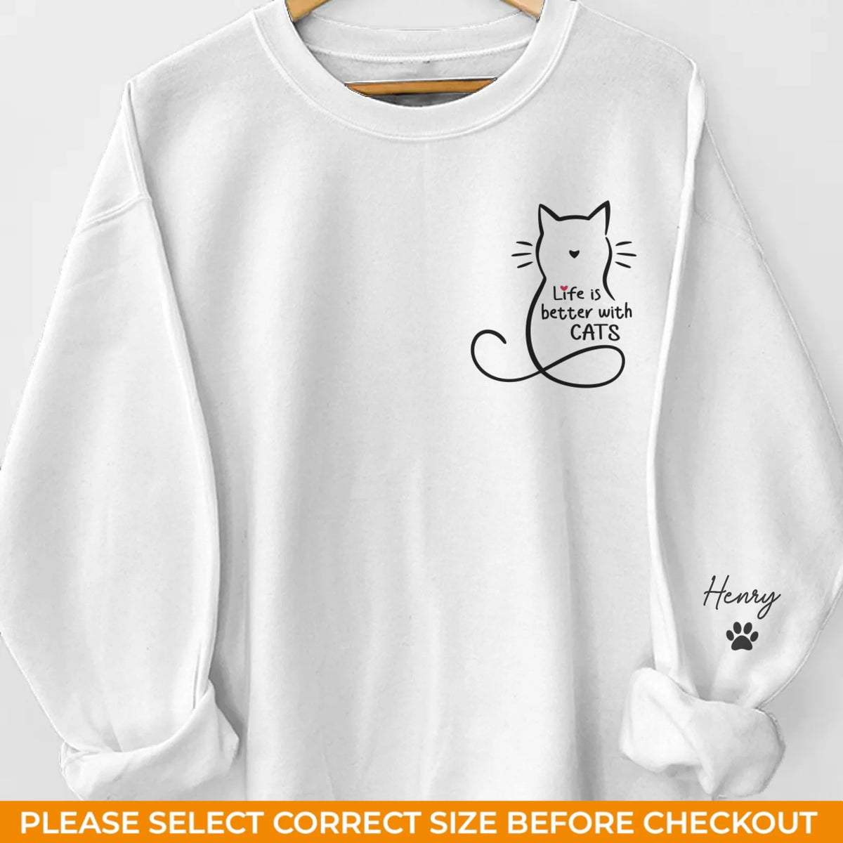 Custom Unisex Sweatshirt, Hoodie With Design On Sleeve -  Personalized Christmas Birthday Gifts For Cat Lovers, Cat Mom And Dad - Home Smells Like Cat Fur