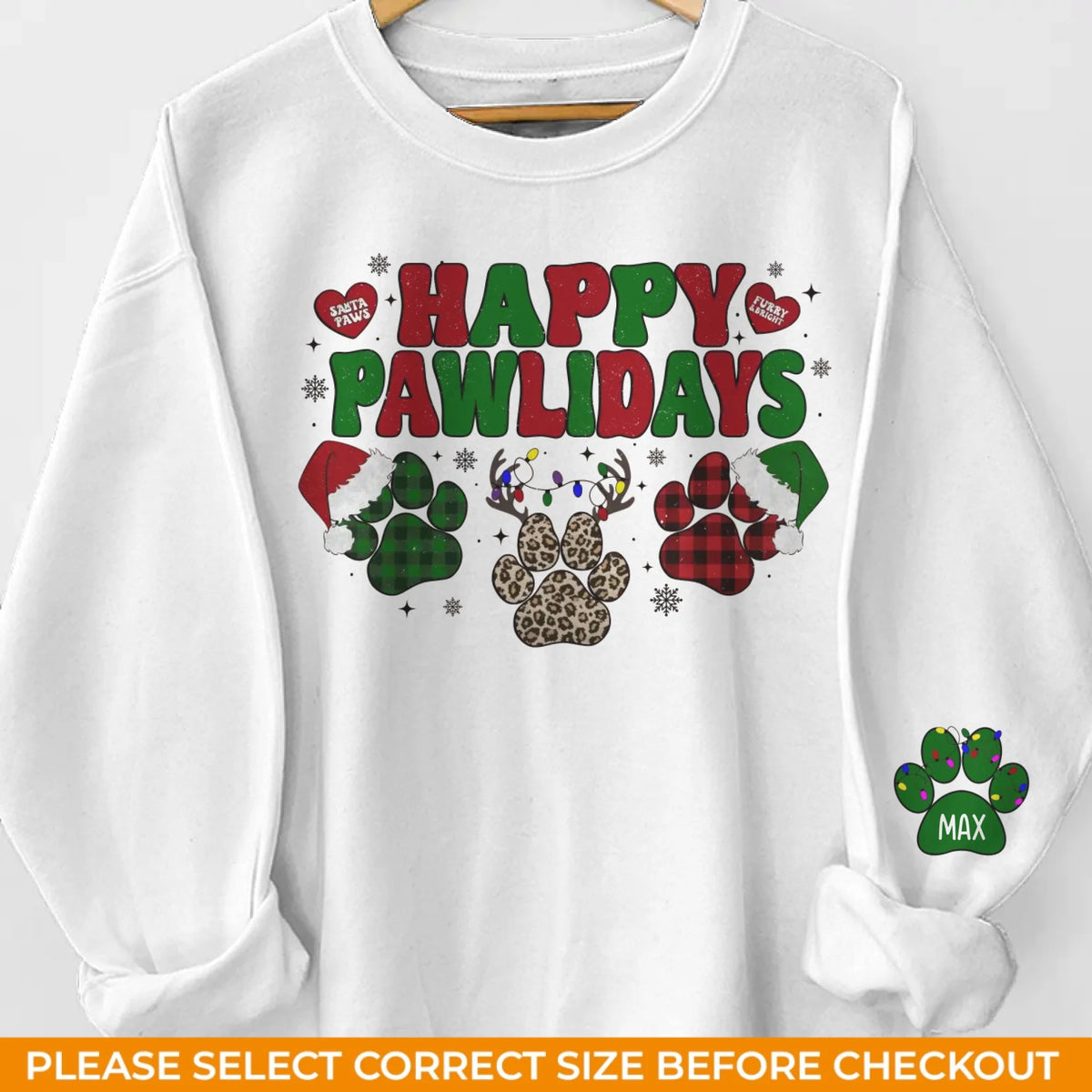 Meowy Catmas - Dog & Cat Personalized Custom Unisex Sweatshirt With Design On Sleeve - Christmas Gift For Pet Owners, Pet Lovers