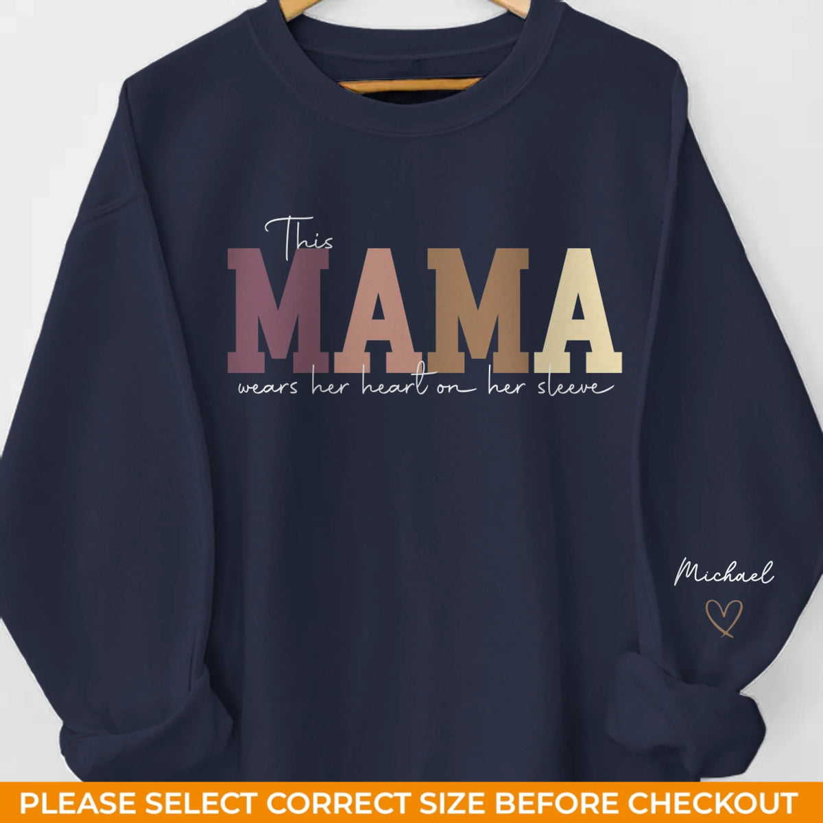 Le cœur de maman ouvre la voie - Sweat-shirt unisexe personnalisé avec motif sur la manche - Cadeau pour maman et grand-mère