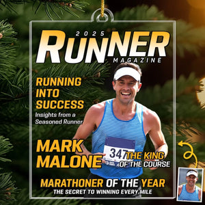 Custom Photo Magazine Acrylic Ornament - Personalized  Birthday Running Gifts For Running Lovers, Sports Fans, Sports Lovers - Hustle For Greatness