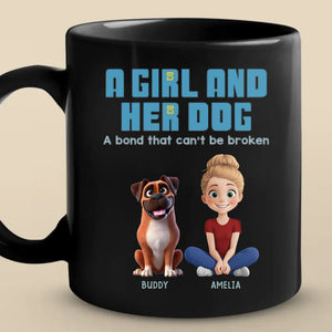 Tasse noire personnalisée « Pawsitively In Love » avec chien – Cadeau pour les propriétaires et les amoureux des animaux