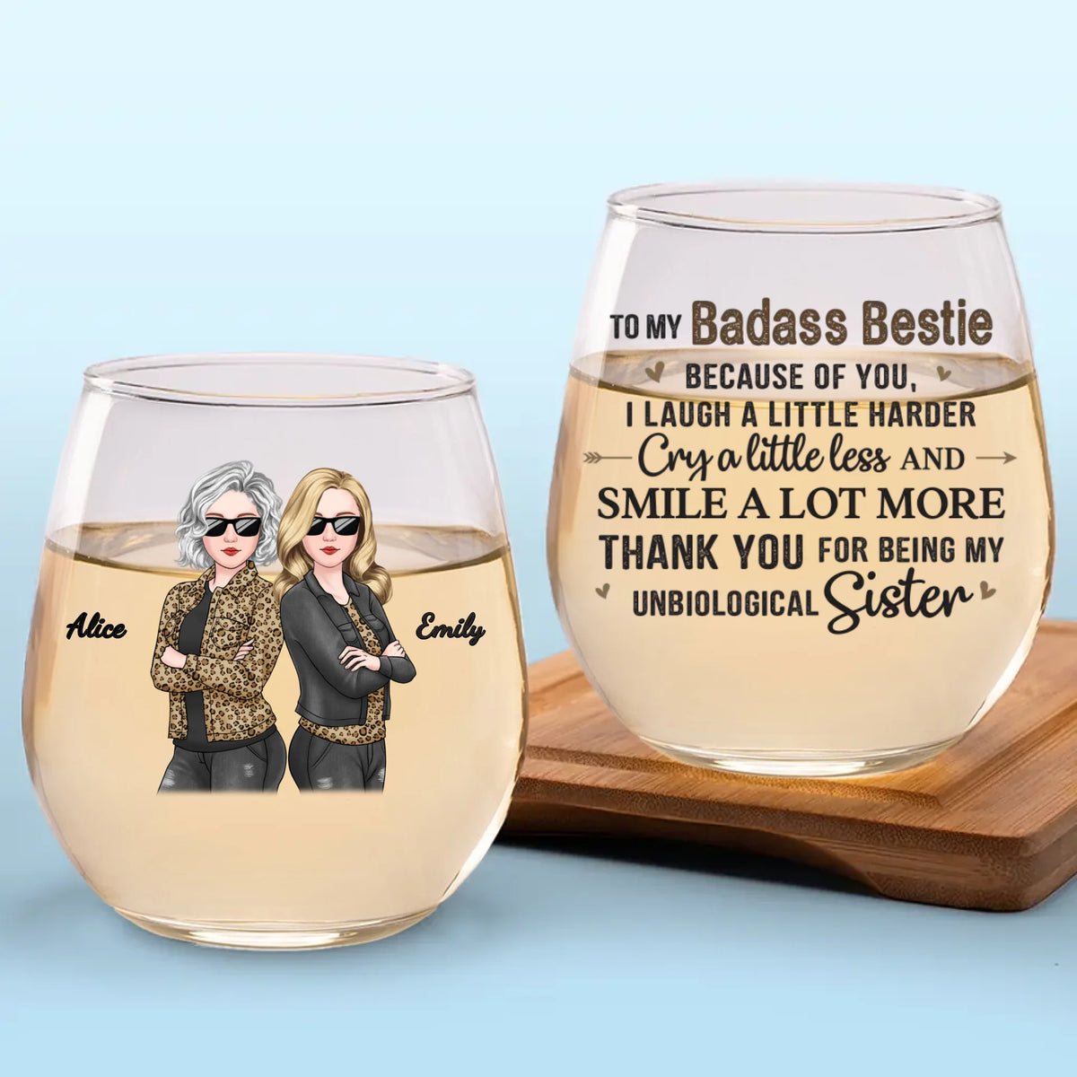 Merci d'être ma sœur - Verre à vin personnalisé Bestie - Cadeau pour meilleures amies, BFF, sœurs