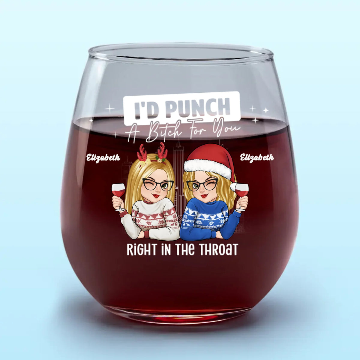 Ensemble, on rit plus fort ! Verre à vin personnalisé pour meilleure amie ! Cadeau de Noël pour les meilleures amies, les meilleures amies et les sœurs