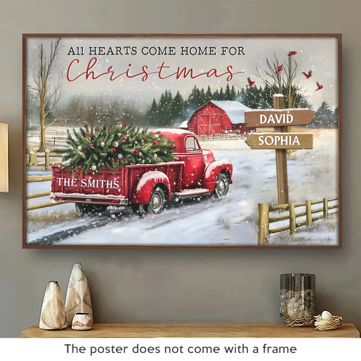La famille est le plus beau cadeau de Noël ! Affiche horizontale personnalisée pour la famille ! Cadeau de Noël pour les membres de la famille