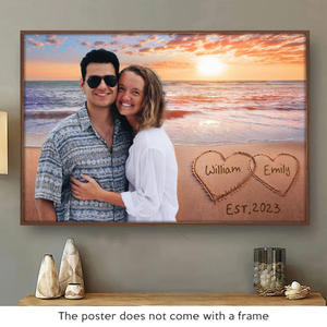 Photo personnalisée « Une vie heureuse avec toi » - Affiche horizontale personnalisée pour couple - Cadeau pour mari et femme, anniversaire