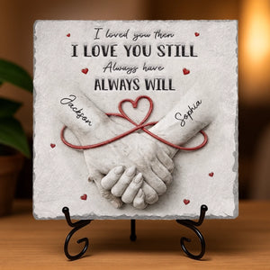 Custom Square Shaped Stone With Stand - Personalized Anniversary Wedding Gifts For Husband And Wife, Him And Her - Together We Choose Us