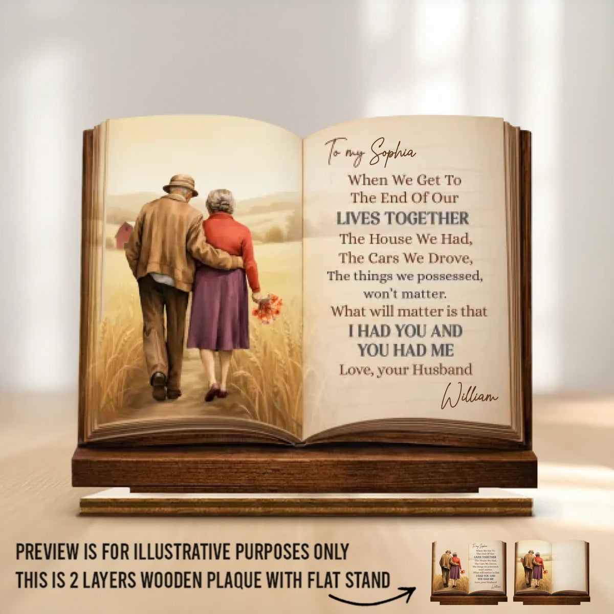 Custom 2-Layered Wooden Plaque - Personalized Anniversary Wedding Gifts For Husband And Wife, Him And Her - Just Us